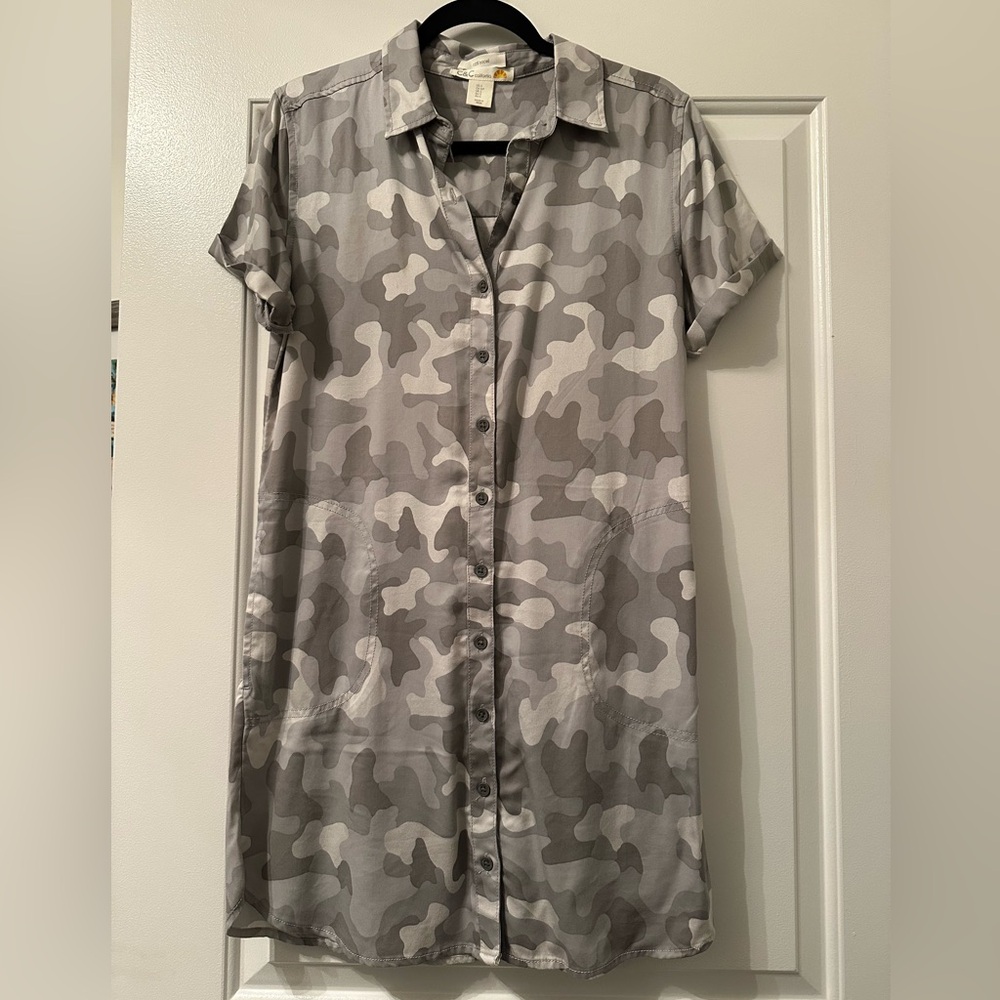 C&C CALIFORNIA | Gray Camouflage Shirt Dress Size S